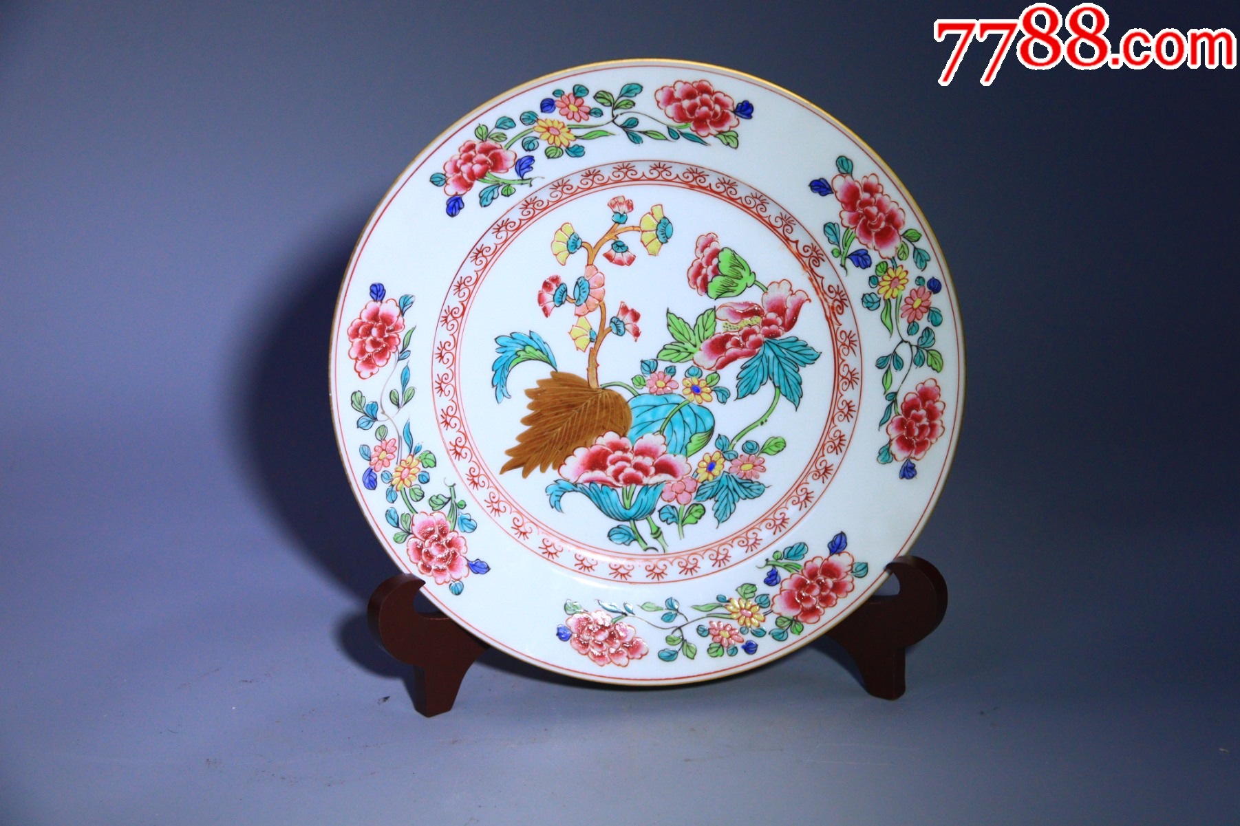清雍正粉彩花卉纹盘__【7788音像】