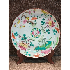 清道光細(xì)路精品粉彩四季花卉花口大賞盤