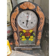 三环牌，黄杨木雕花，老座钟，(au44454613)