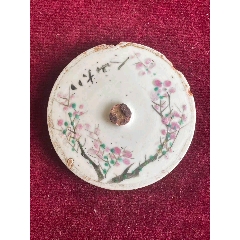 清雍正粉彩竹菊花卉纹开光折沿赏盘__【7788收藏】