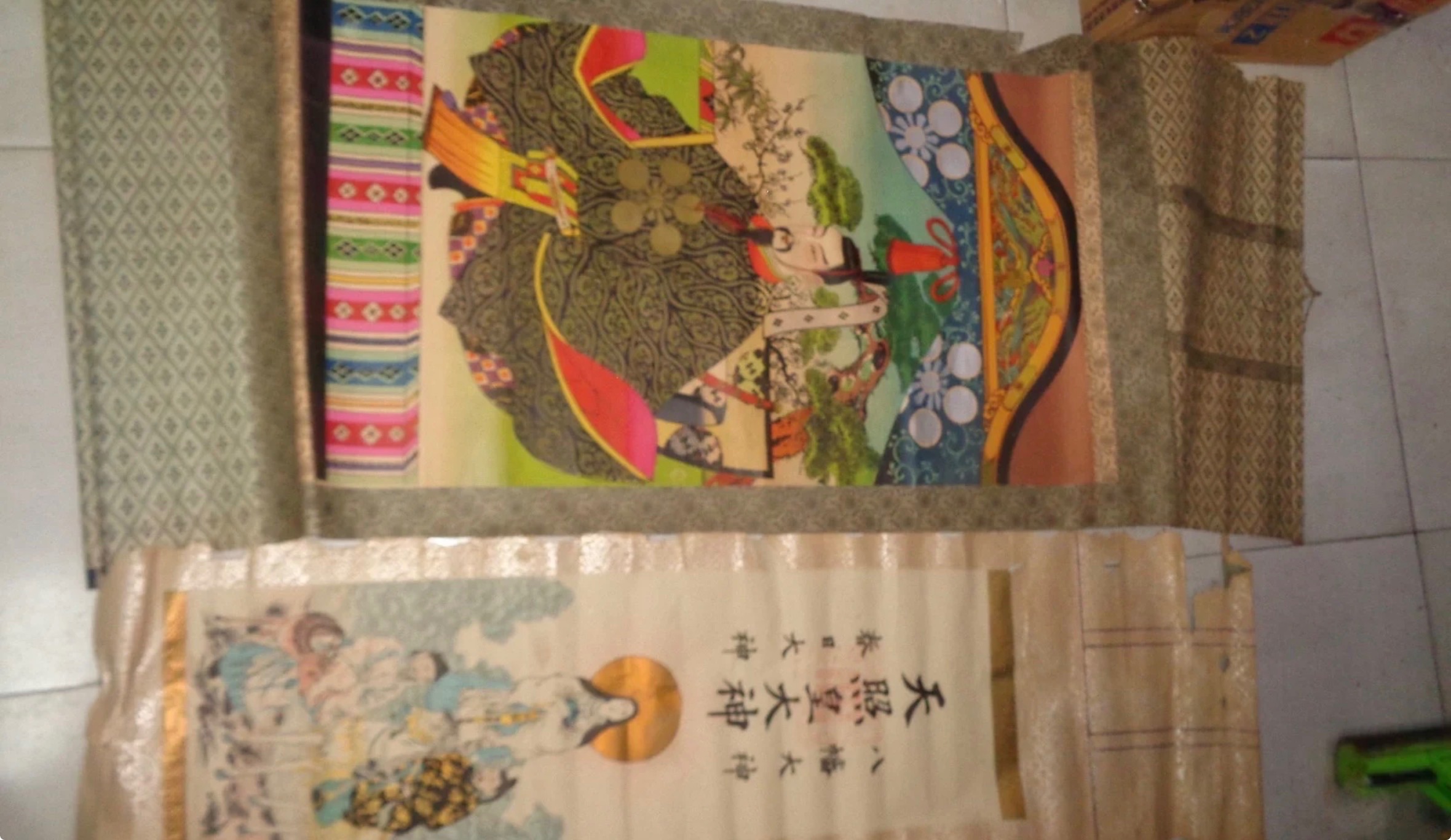 已故小本子藏书家旧藏：民国前后曰本曰式原装旧裱書畵图挂轴一件=详情