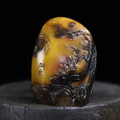 珍品旧藏．篆刻家耐青刻。精品寿山石田黄级田黄石印__【7788旧书网】