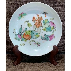 清同治粉彩瓜蝶綿綿小盤(pán)(zc43780201)