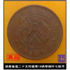 原包浆真品河南省造当制钱二十文双旗铜币（中华民国）__【7788幻灯机】