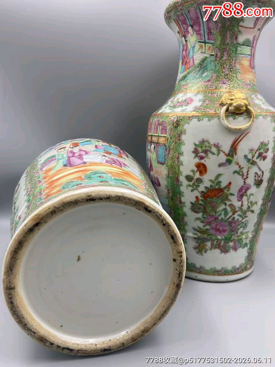歐洲回流，清咸豐細(xì)路廣彩人物盤口尊一對(duì)。品相：全品尺寸：如圖?。?！買_價(jià)格6864元_第8張_