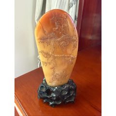 旧藏珍品布盒装纯手工雕刻寿山石印章。《群兽献瑞》名人雕刻，雕工精细