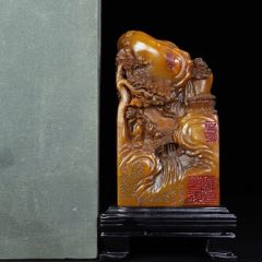 原味完美品连江田黄石雕山水人物大摆件一个__【7788旧书网】