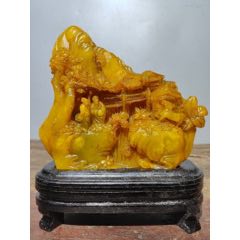 旧藏田黄石镂空雕【瑞兽貔貅】-寿山石印-7788巴林石