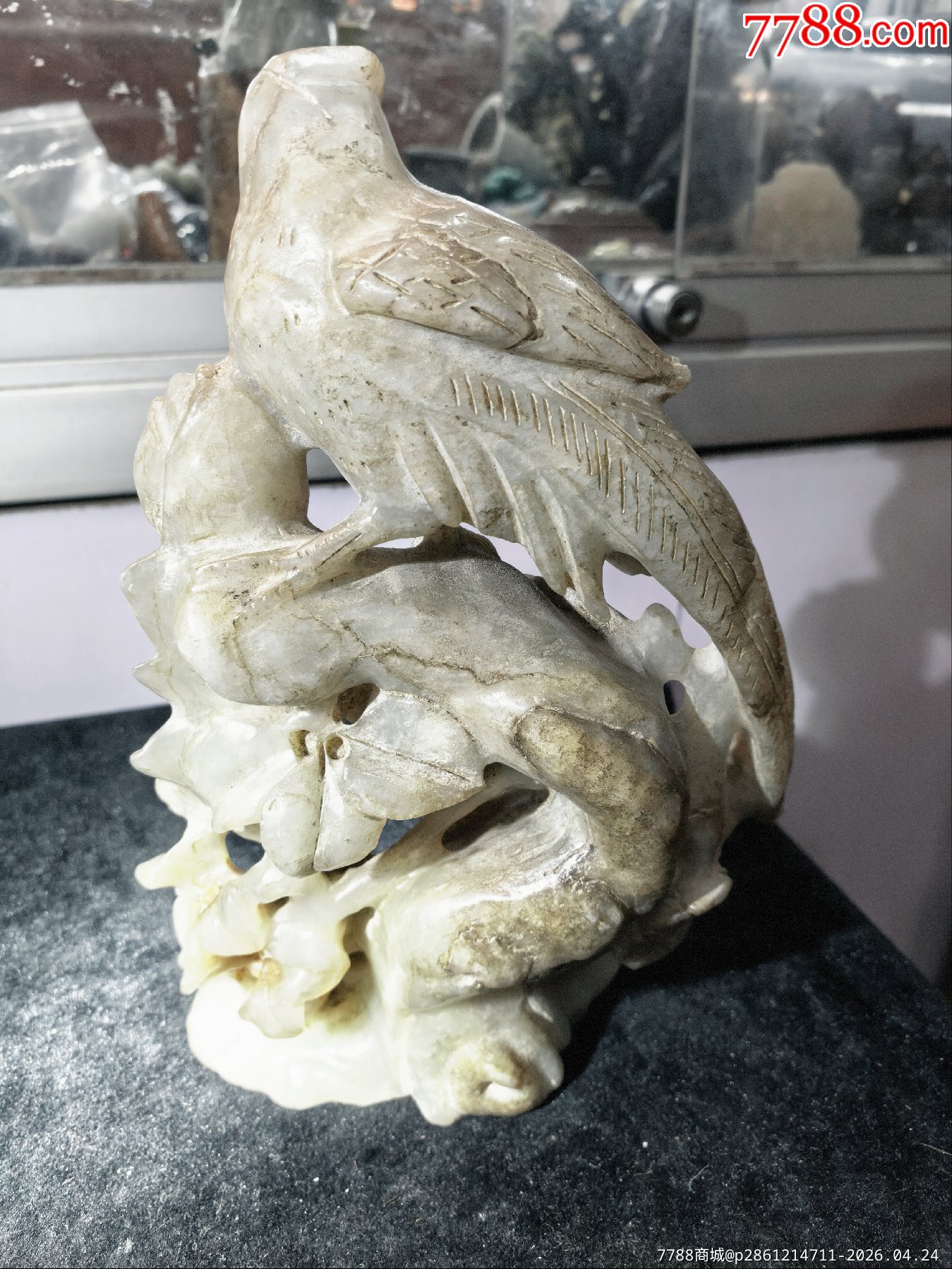 原味完美品純天然和田白玉鏤空高浮雕花鳥大擺件一個(gè)_價(jià)格198元_第6張_