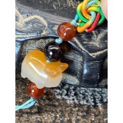 純天然瑪瑙小豬手機掛件