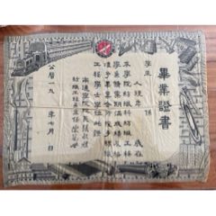 【張謇概念收藏】南通學(xué)院紡織科畢業(yè)證，絲綢質(zhì)地罕見(jiàn)(zc44699915)