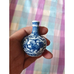 7606】清乾隆青花山水楼阁图树叶形盘__【7788版画原作】