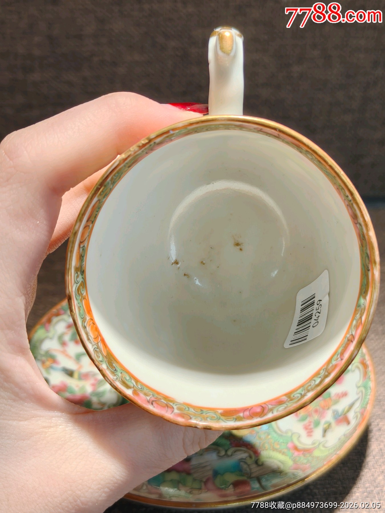 清同治廣彩西廂記花鳥人物杯碟套_價格706元_第6張_