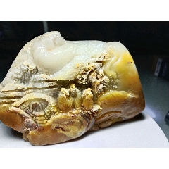 原味美品寿山石雕鱼草小手把件一个__【7788青花瓷收藏】