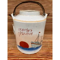 民国粉彩花鸟西瓜罐-彩绘瓷/彩瓷-7788旧书网