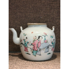 清道光粉彩三娘教子狀元及第提梁壺(zc43782238)