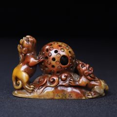 珍藏寿山石雕刻【松下聚贤】山水人物薄意印章摆件，净长12厘米宽8.4