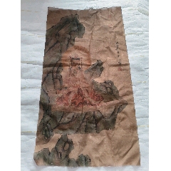 郎世寧菩薩佛像絹絲畫總長約90cm寬約48cm