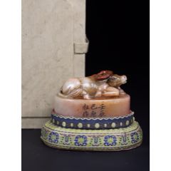 原味极美品寿山石雕“狮子钮”印章一枚__【7788旧书网】
