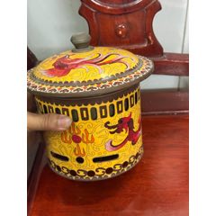 纯铜全铜高浮雕錾刻鎏金景泰蓝珐琅彩熏香炉工艺精湛器形款式精美重1800