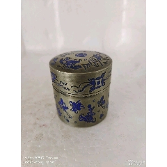 民國(guó)解放白銅燒藍(lán)煙絲盒