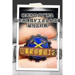 破襲鐵路·護(hù)礦新生：山東新博煤礦工會(huì)會(huì)員徽章（解放區(qū)時(shí)期）(zc44688897)