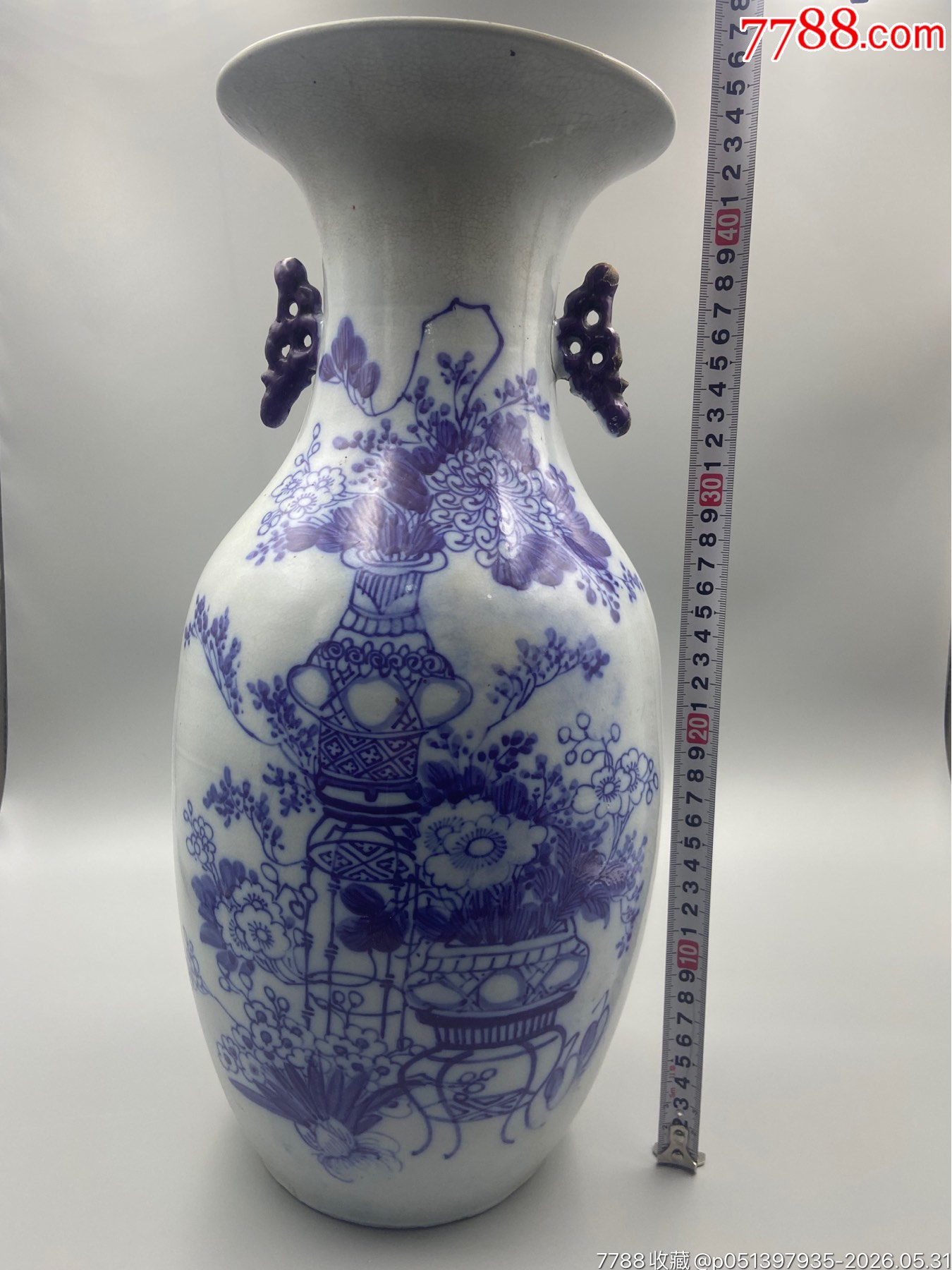 歐洲回流，晚清民國(guó)博古青花大瓶。畫工精細(xì)，絕對(duì)算是同類題材中的佼佼者了_價(jià)格801元_第7張_