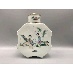 歐洲回流，晚清民國(guó)粉彩桃花美女茶葉罐。畫(huà)工精細(xì)，絕對(duì)算是