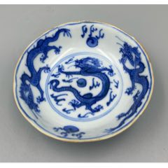 歐洲回流，清中期青花龍紋筆舔。品相：全品范疇?？谘赜酗w皮和先天的窯封尺寸
