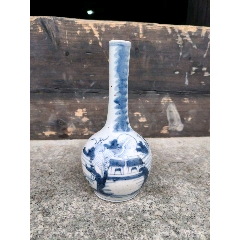 清乾隆，青花山水人物罐__【7788旧书网】