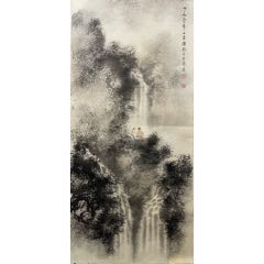 傅抱石－中国近现代著名画家。雅昌备案，并附中谷雅集一本，规格：100x50cm(zc45818768)