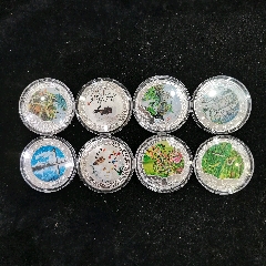 原味全新鍍銀彩色生肖蛇、兔等紀(jì)念章共8枚一起拍！