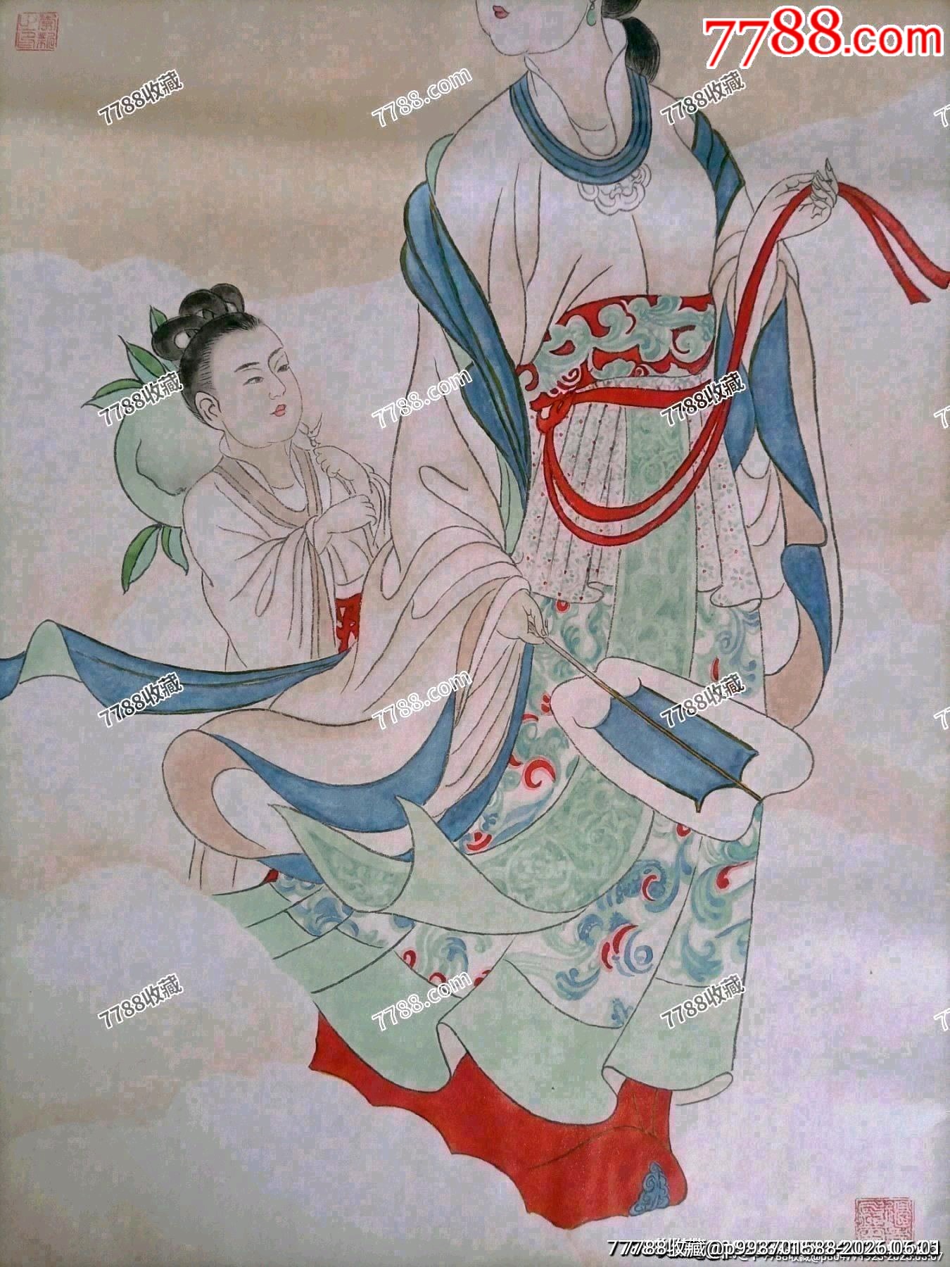 敦煌壁畫修復(fù)專家、中歐筆畫藝術(shù)交流大使、“敦煌幻彩畫派”開創(chuàng)者李新作品《蟠桃獻(xiàn)壽_價格280元_第3張_