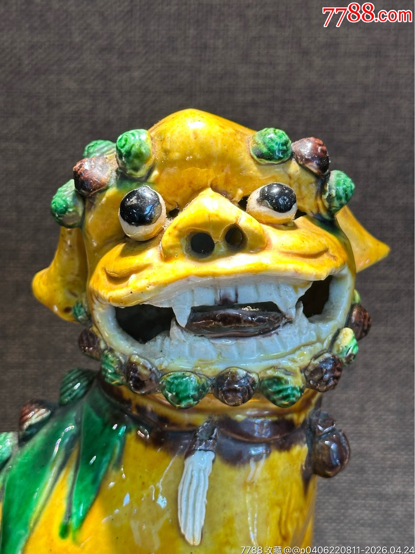 清光緒素三彩獅子滾繡球瓷塑_價格1352元_第6張_