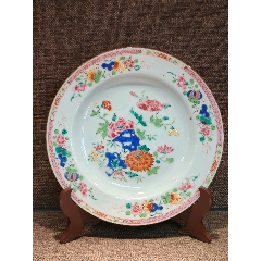 清雍正粉彩洞石花卉紋賞盤