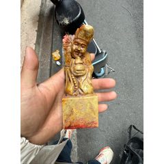 珍品田黄石印章精雕【招财貔貅】老闲章__【7788红宝书】