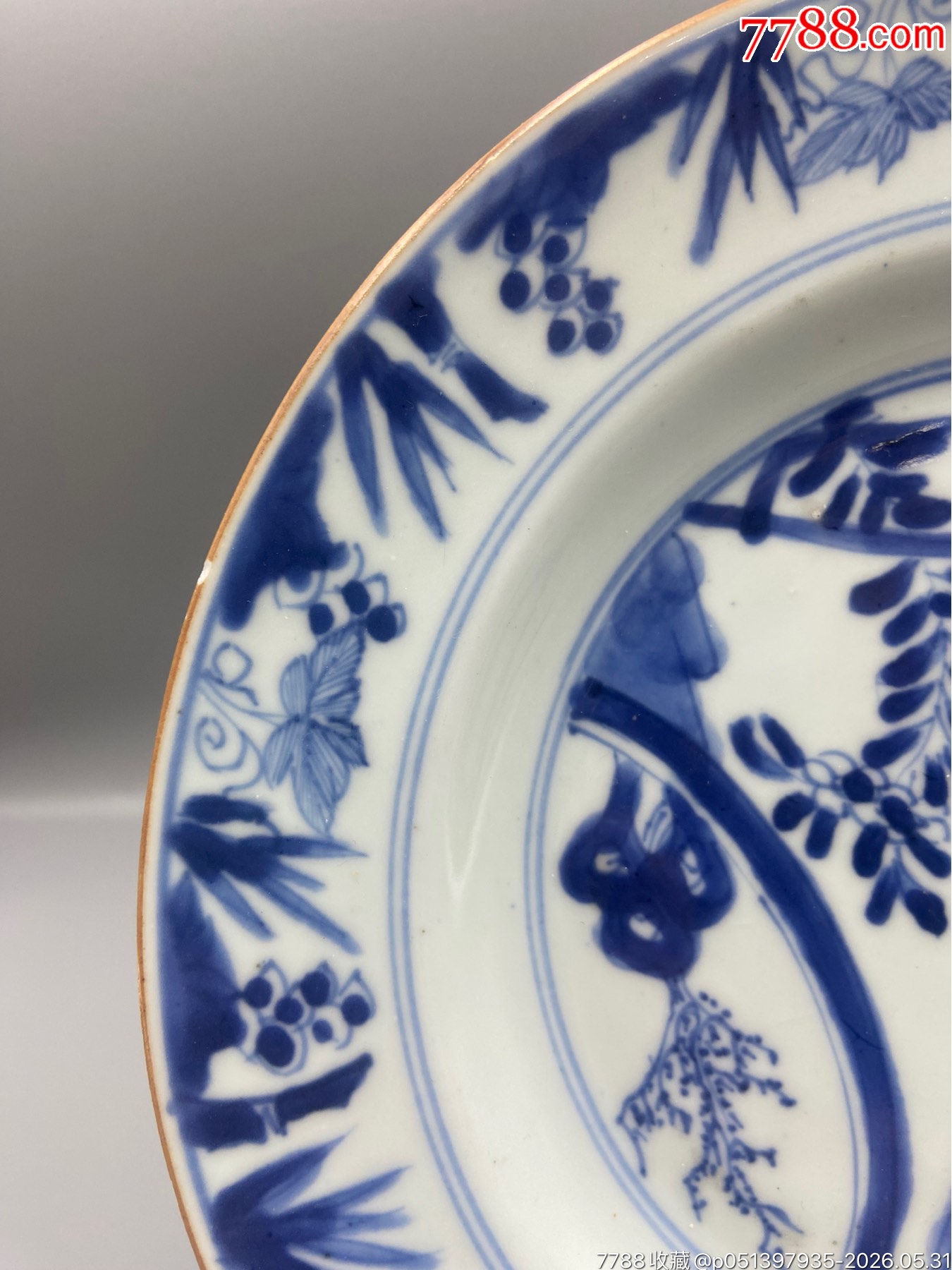 歐洲回流，康熙洞石花卉翠毛藍賞盤品相：全品范疇。如圖尺寸：如圖。_價格421元_第4張_