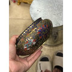 珍品旧藏收纯铜全铜高浮雕錾刻景泰蓝掐丝珐琅彩香炉工艺精湛器形款式