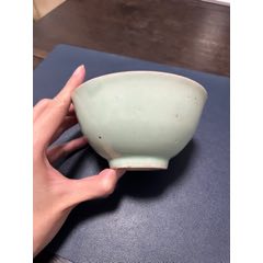 南宋龙泉窑梅子青釉折沿双鱼洗__【7788旧书网】