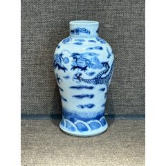 清光緒青花雙龍戲珠雞腿瓶