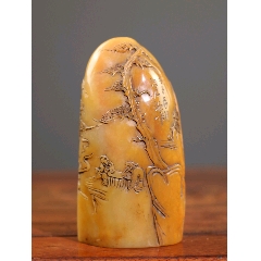 珍品旧藏．篆刻家耐青刻。精品寿山石田黄级田黄石印__【7788旧书网】