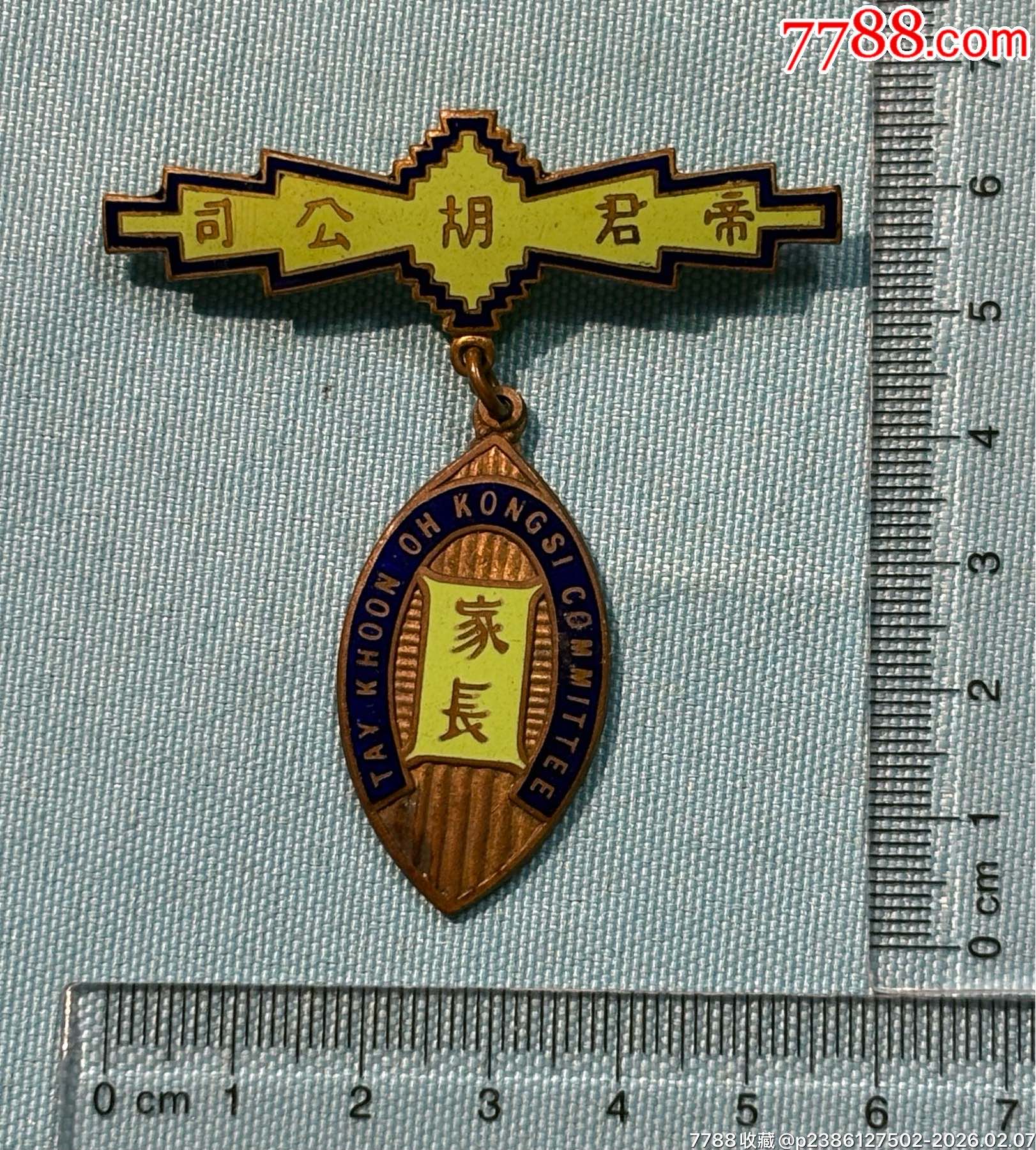民國馬來亞胡氏宗親組織“帝君胡公司”銅證章1枚（形制精美，品相甚佳）_價格1100元_第4張_