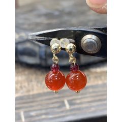 1元拍！純天然巴西紅瑪瑙耳墜