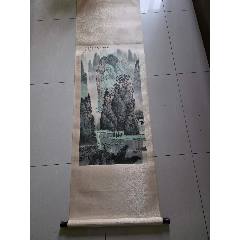 中国古美術・白雪石款・仙縁福地・四尺横幅掛軸・純手描き・文房置物・水墨画・宣紙 白雪石作品__【7788印章收藏】