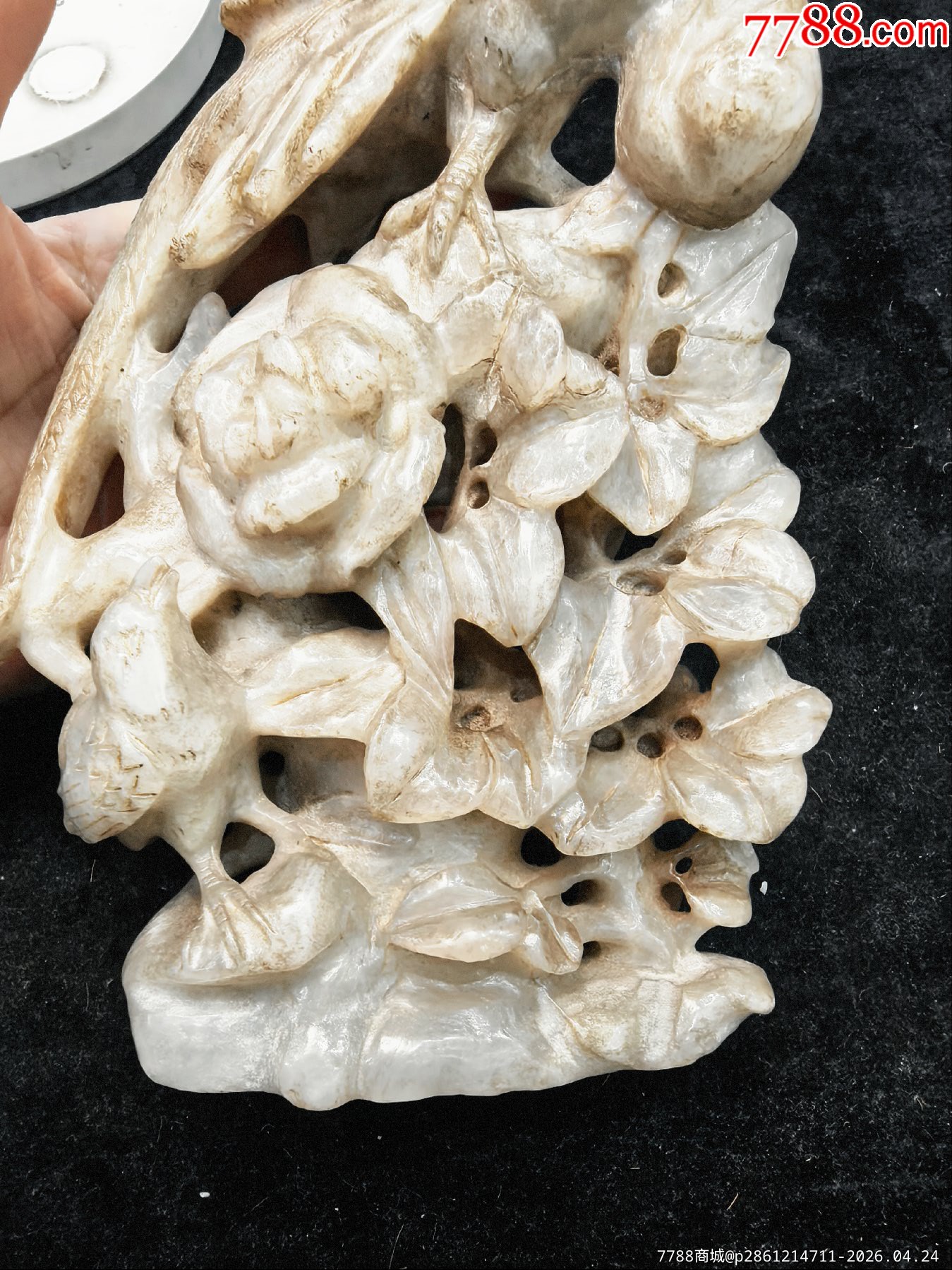 原味完美品純天然和田白玉鏤空高浮雕花鳥大擺件一個(gè)_價(jià)格198元_第5張_