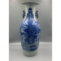 歐洲回流，晚清青花山水人物大賞瓶品相：全品尺寸：300件路途遙遠(yuǎn)，任