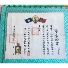 民國22年國立交通大學(xué)唐山工程學(xué)院-唐山交大“四少”之一李汶的畢業(yè)證書