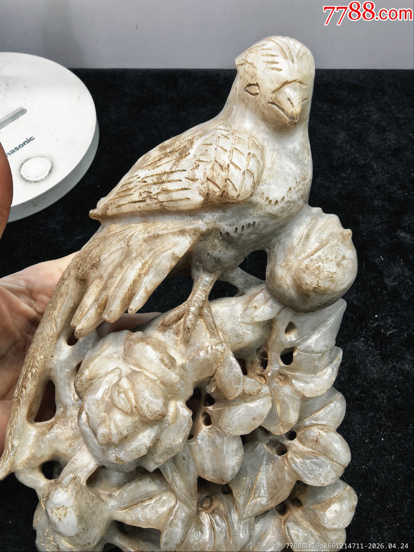 原味完美品純天然和田白玉鏤空高浮雕花鳥大擺件一個(gè)_價(jià)格198元_第4張_