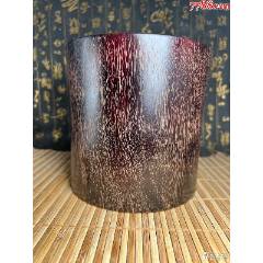 印度小叶紫檀满牛毛纹金星老料大笔筒15x1.5重两斤多-木雕摆件-7788收藏