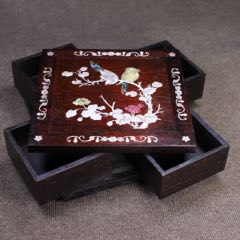 紫檀木雕刻祥龙纳福多宝盒收纳盒，满金星牛毛纹，全榫卯结构，选料精良